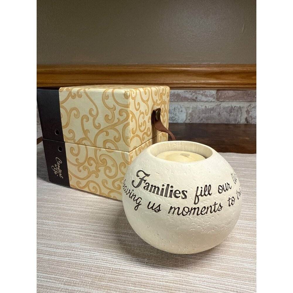 Decorative "Families Fill Our Lives" Candle Holder With Box